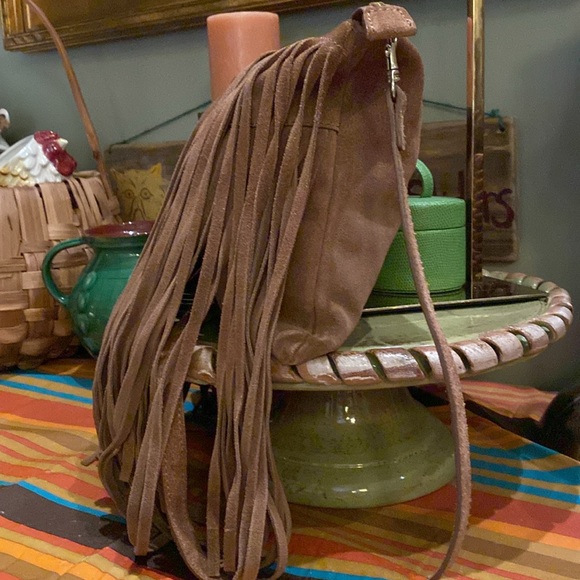 Chico's Frangetta Fringe Suede Boho Crossbody Bag - Picture 2 of 8